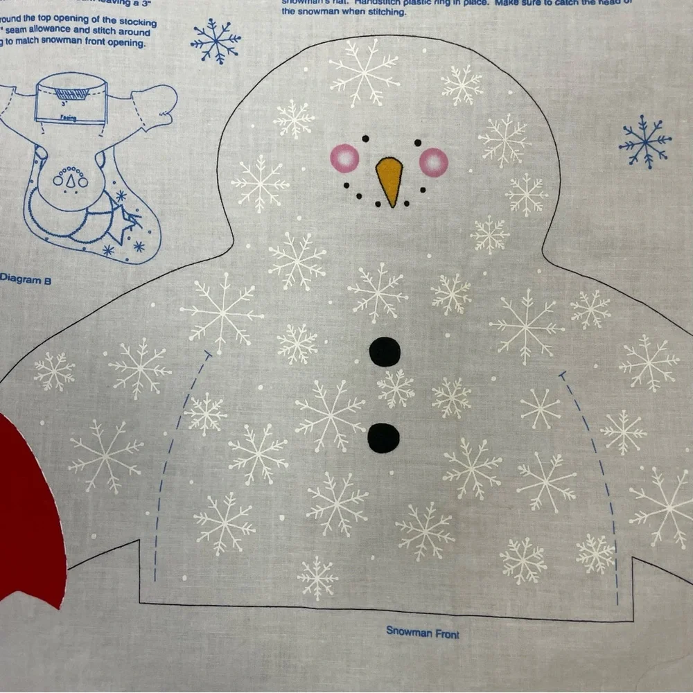 Vintage Cut and Sew Christmas Stocking 3-D Snowman Snow Buddies Kid Project #K23